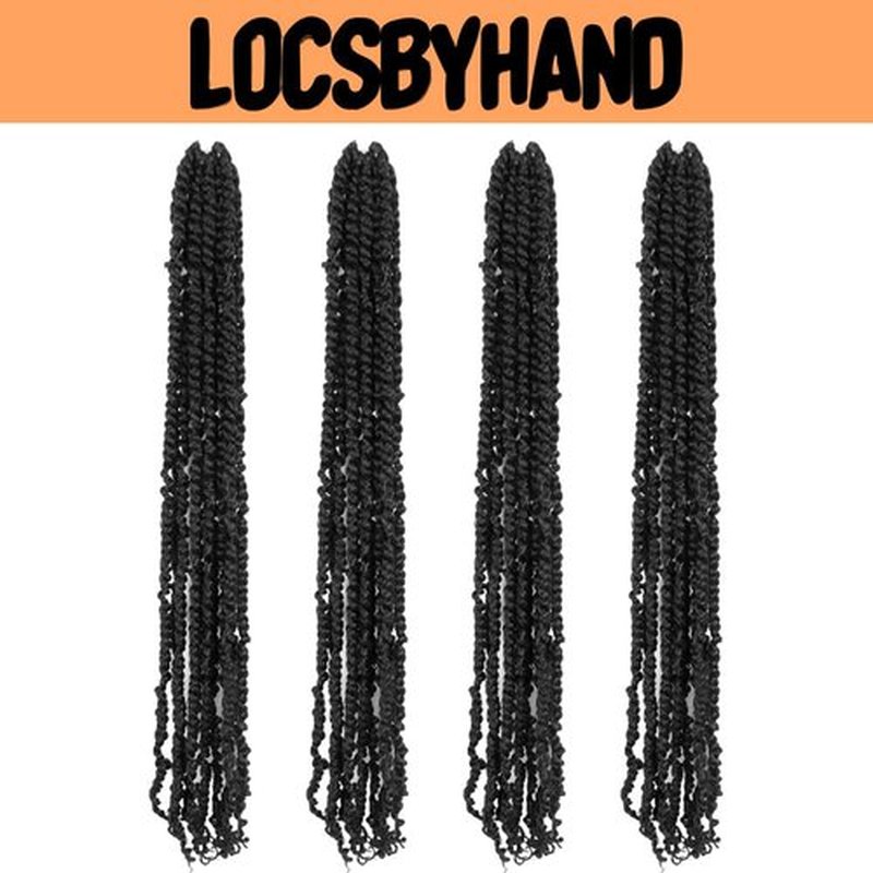 LOCSBYHAND 30 Inch Long Pre-looped/twisted Passion Twist Crochet Hair 4 Packs for Mixed-color Using (4 Packs,1B/Natural Black)