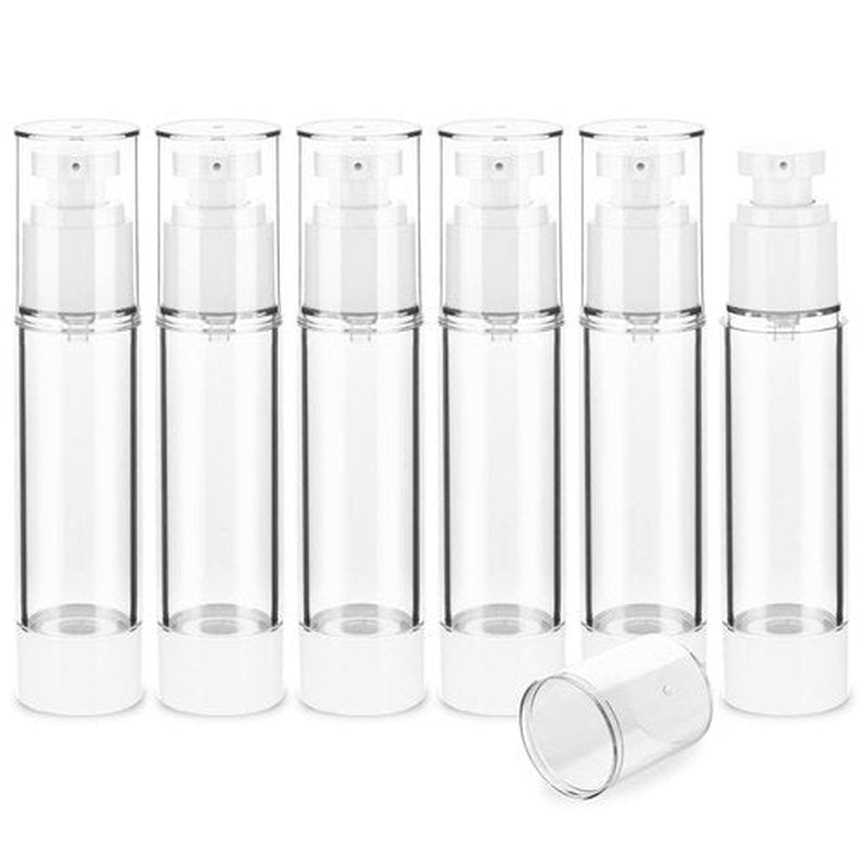 IFDGCTK 1.7OZ/50ML Clear Airless Pump Bottles, Lotion Dispenser Travel with Pump, Vacuum Plastic Travel Size Lotion Bottle for Foundation, Creams, Cosmetic(6 Pack)