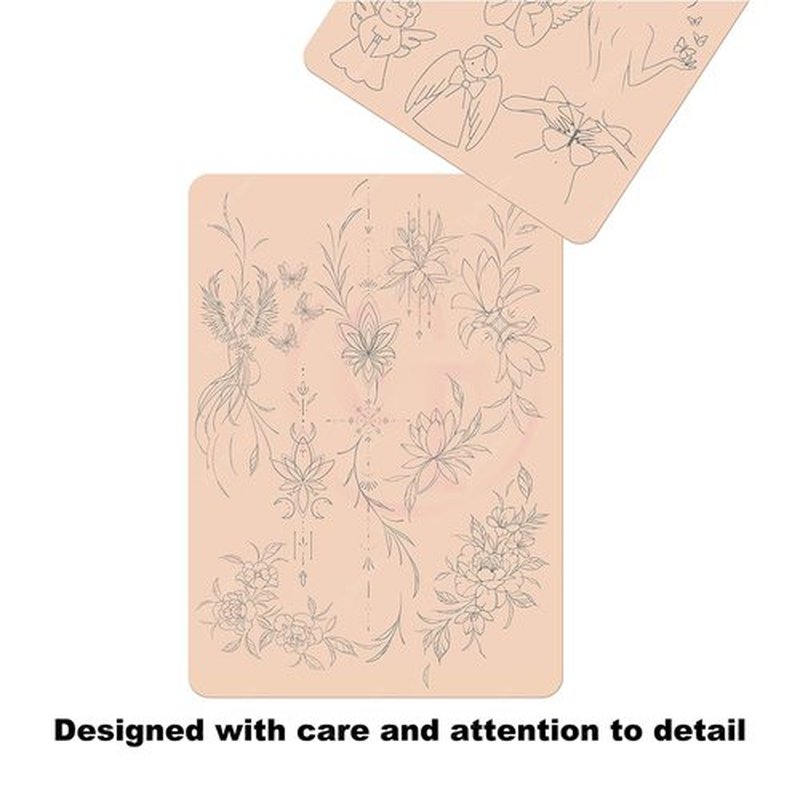 5pcs Premium Silicone Tattoo Training Pad Double Side Pre-Printed Pink Tiny Tattoo Practice Skin for Body Art Tattoo Training (5pcs)