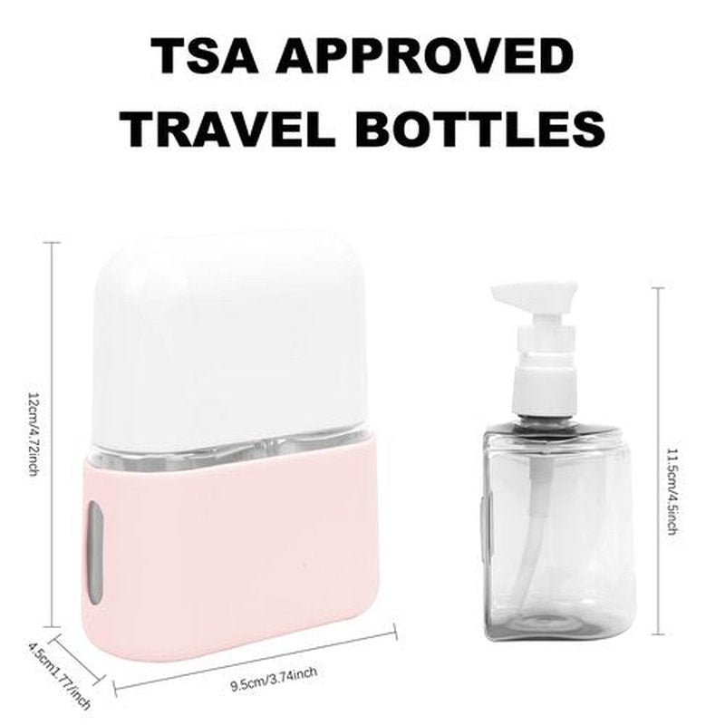 Skycase Travel Bottles, Travel Size Toiletries - Leak Proof Refillable Tsa Approved Travel Bottles, 2 in 1 Travel Containers with Labels Airplane Accessories Kits for Lotion Liquid (Pink)