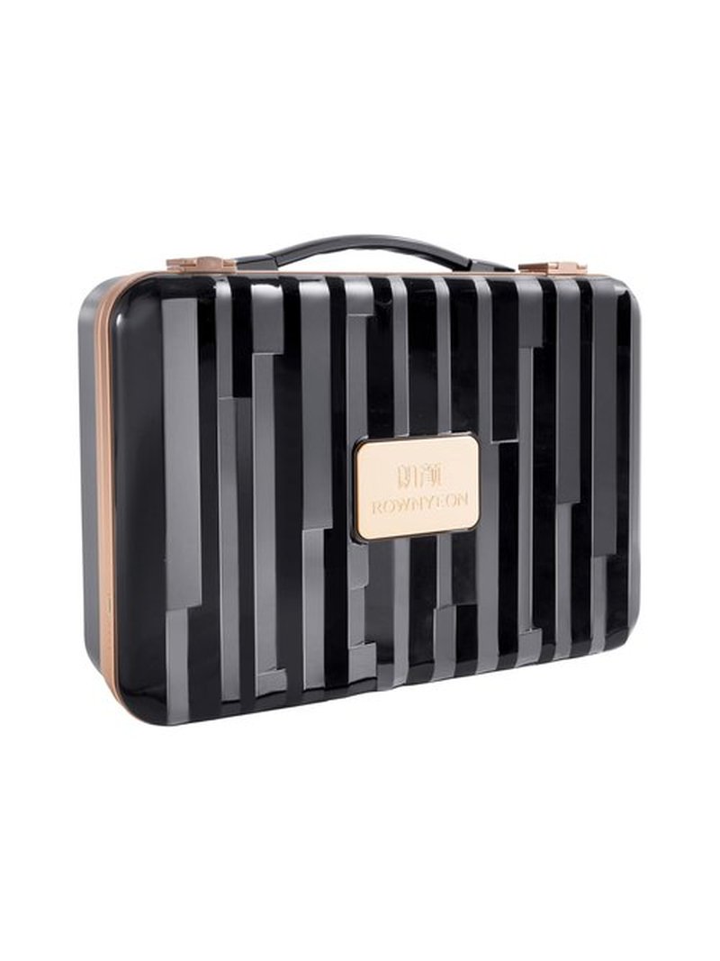 ROWNYEON Travel Makeup Case With Light Up Mirror Removable divider Portable Train Case Organizer Makeup Box for Girls Makeup Artist, Hairstylist Travel Makeup Case with 10x Mirror (Black)