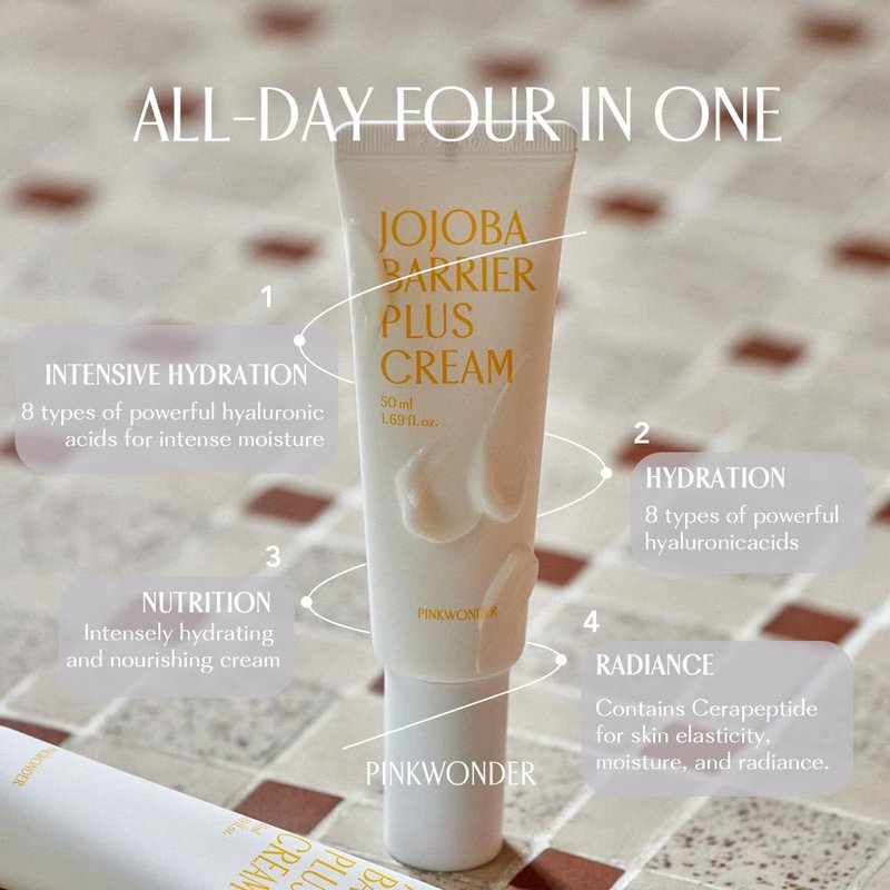 Jojoba Barrier Plus Cream - 24HR Moisturizer with Jojoba Oil & Hyaluronic Acid | 1.69oz (50ml) for Dry Sensitive Skin