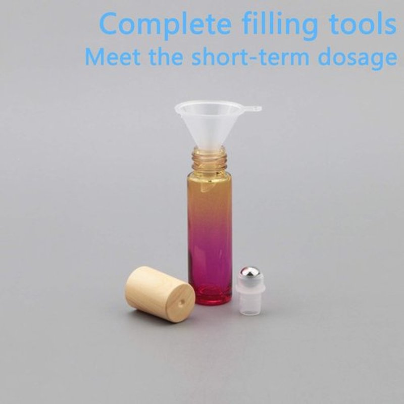 Newzoll 8 Pcs 10 ml (1/3 oz) Glass Roll on Bottles Yellow Rose Gradient Roller Bottles Vials Container for Essential Oils Perfume Lip Balms