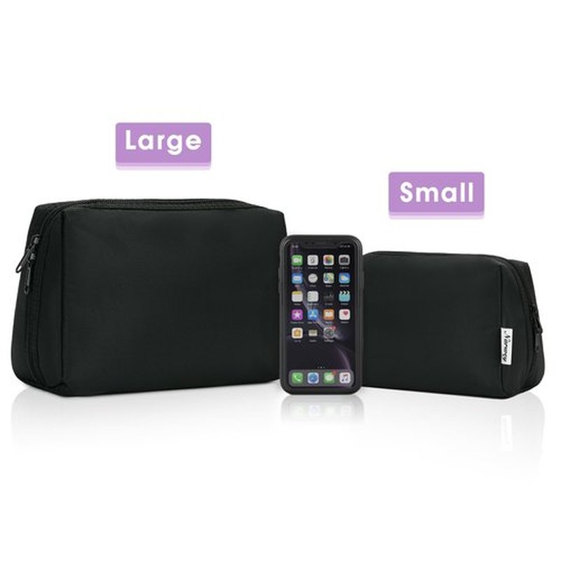 Large Makeup Bag Zipper Pouch Travel Cosmetic Organizer for Women (Large, Black)