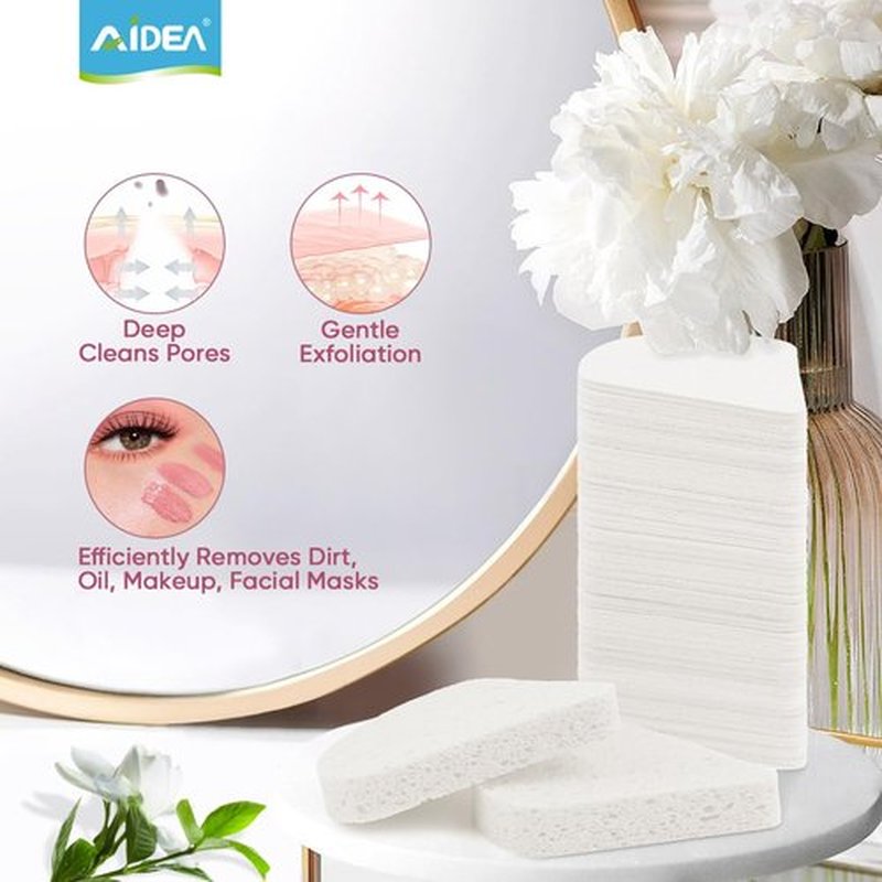 96Count Compressed Facial Sponges White, AIDEA Reusable Makeup Remover Pads, Travel Essentials, Face Cleansing Pads, Natural Cellulose Cosmetic Spa Sponges for Facial Cleansing, Exfoliating Pads