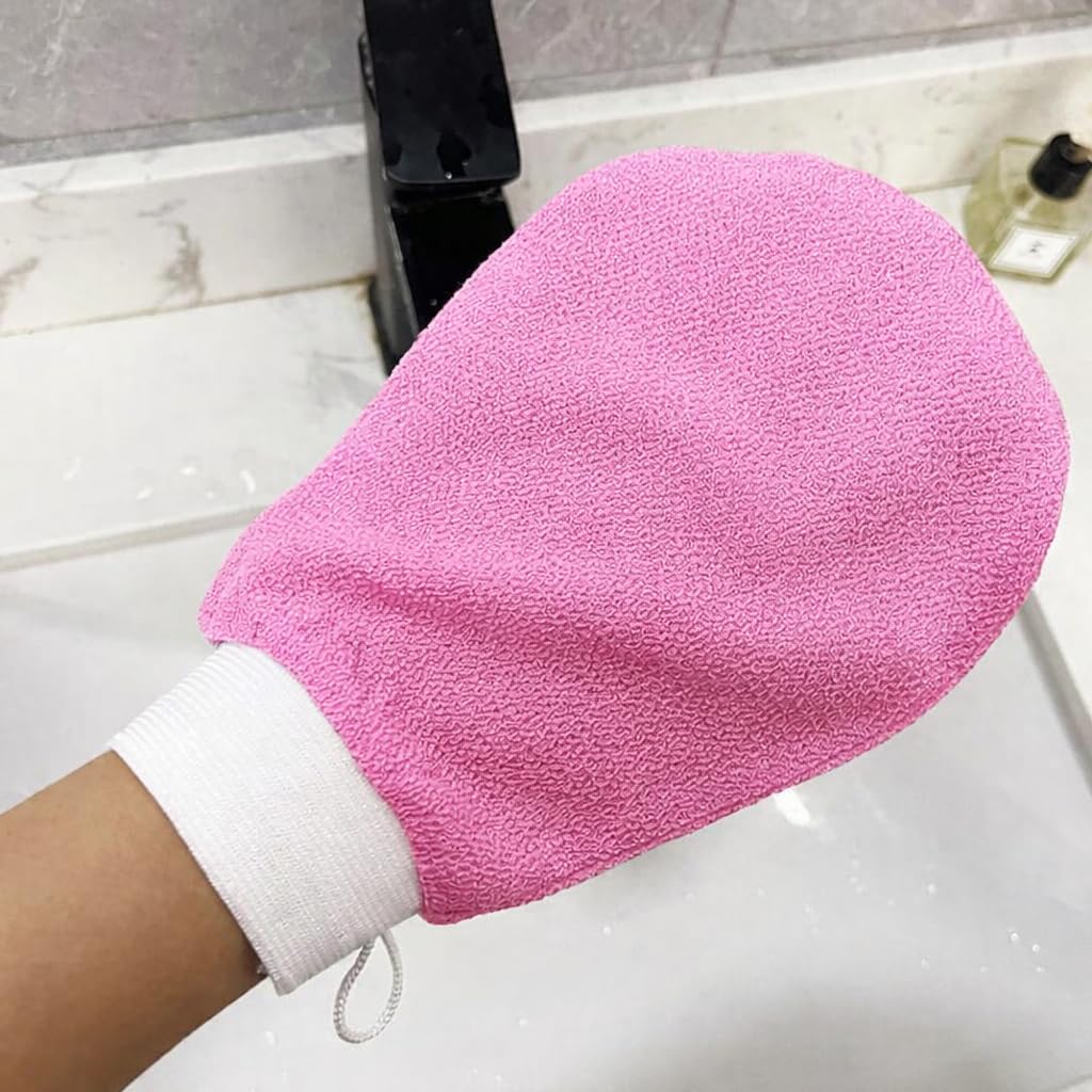 Nuralisse Skincare Premium Exfoliating Mitt – Vegan Viscose exfoliating Kessa Glove for Self-Tan Removal, Keratosis Pilaris & Smooth, Radiant Skin (Pink, 1 Mitt)