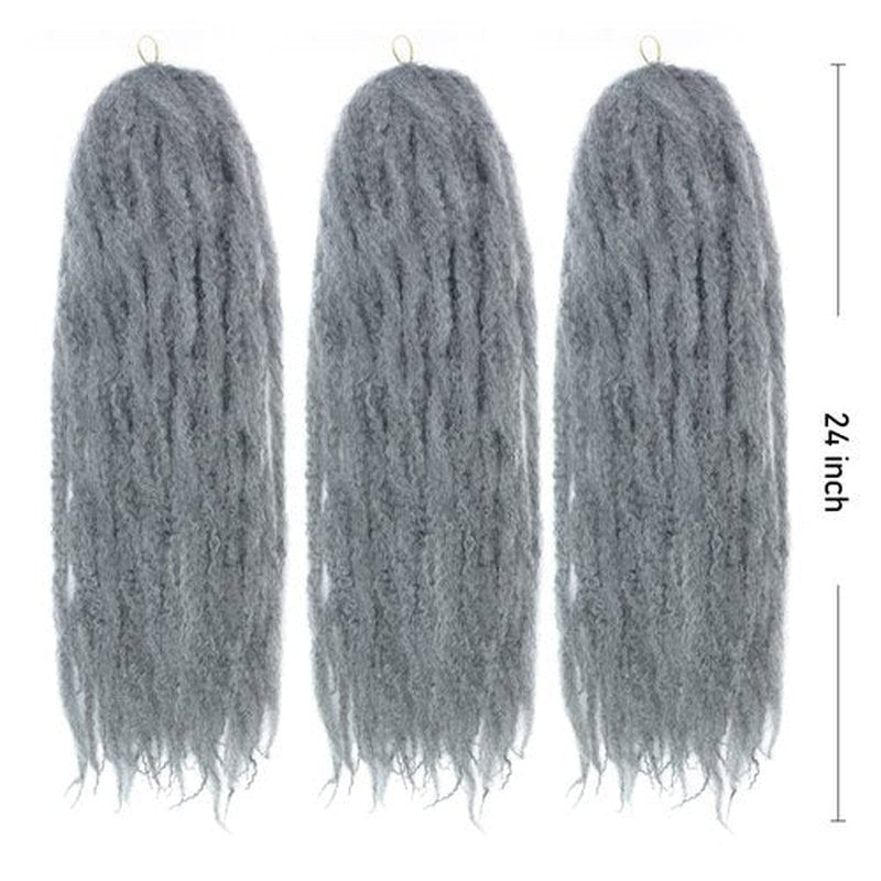 KGBFASS 24inch Dark Grey Marley Twist Braiding Hair Synthetic Long Kinky Curly Afro Marley Braids for Box Braiding Hair Faux Goddess Locs Cuabn Twists Hair Extensions 3Pcs(Dark Grey)
