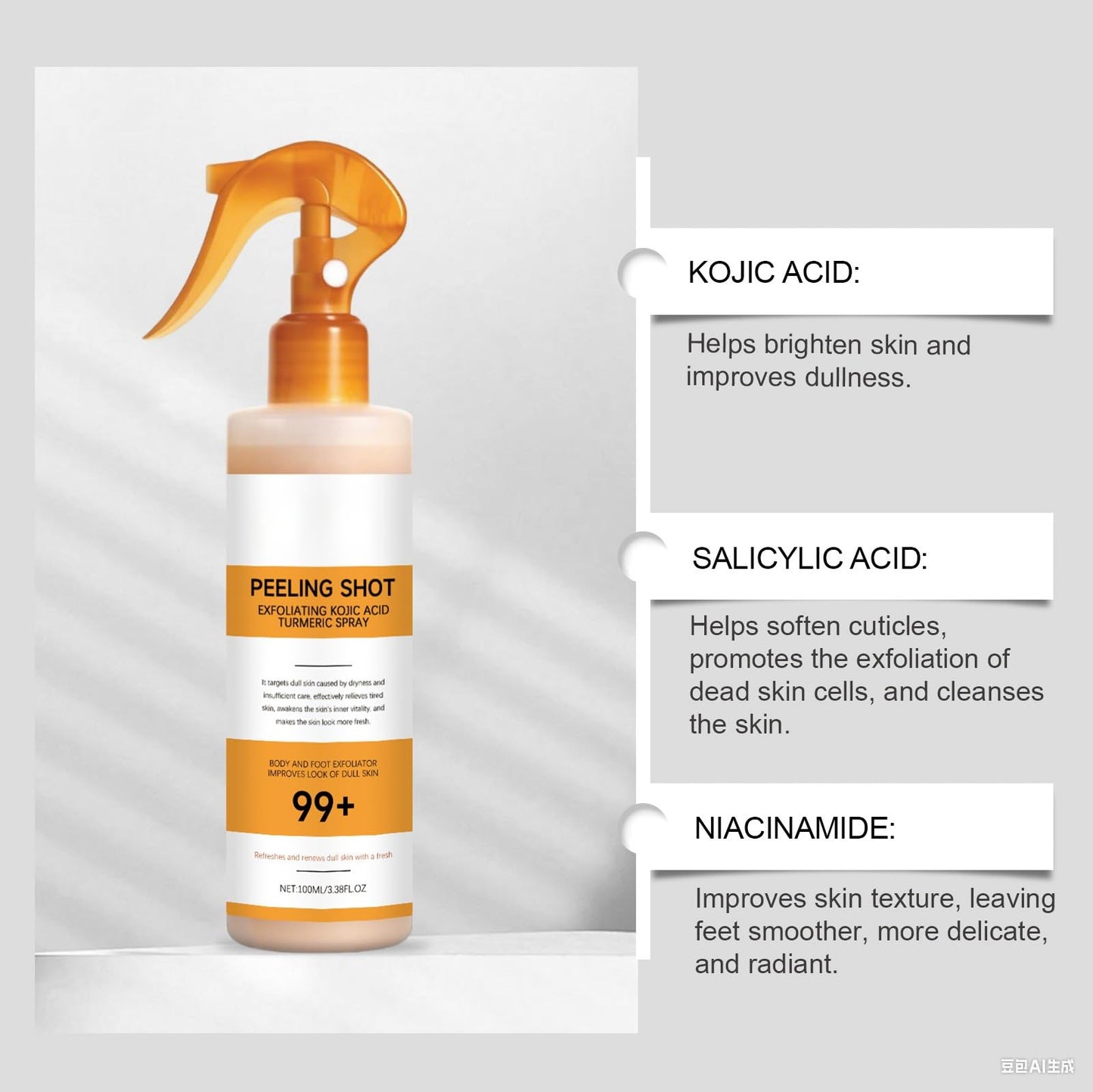 CHHQLZS Gentle Exfoliating Spray with Kojic Acid & Turmeric | For All Skin Types | 200ml