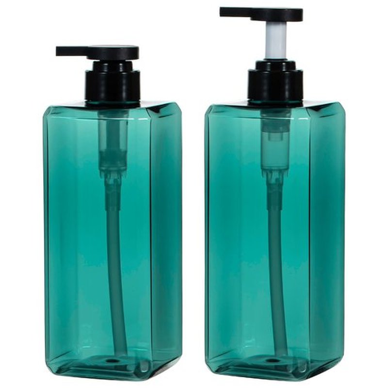 Yebeauty Pump Bottle Dispenser, 27oz 800ml Refillable Shower Pump Bottles Empty Plastic Lotion Hand Soap Dispenser Liquid Container for Shampoo Body Wash Kitchen Bathroom, 2 Pack Clear Blue