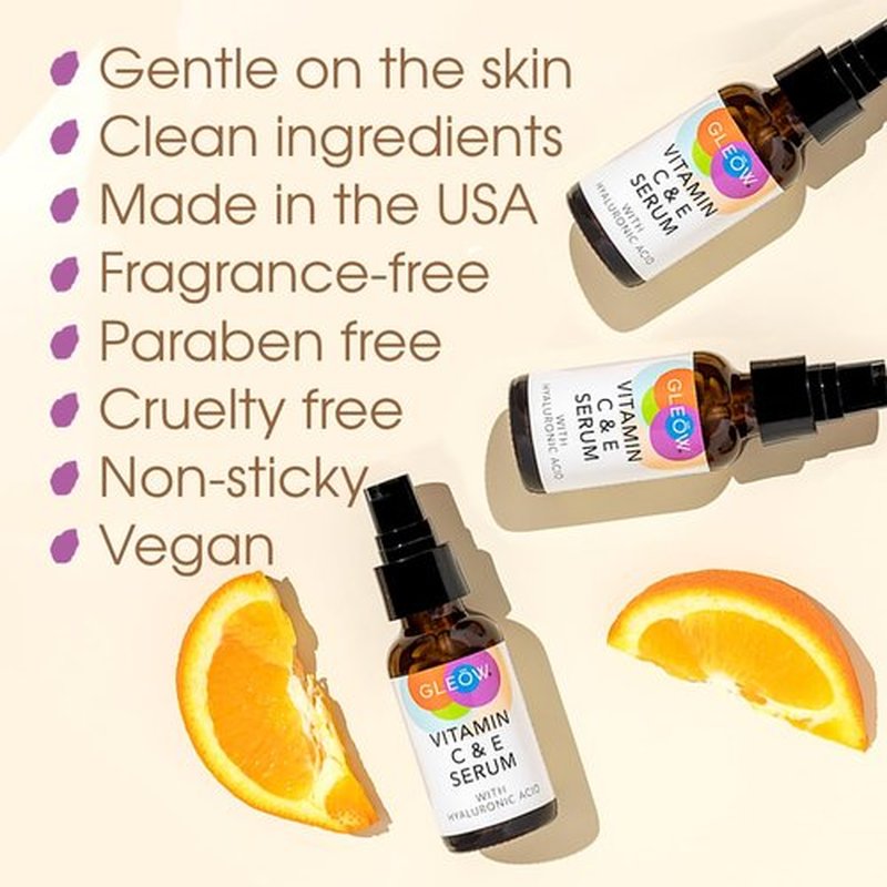 GLEOW Vitamin C Face Serum, Vitamin C Serum for Face with Hyaluronic Acid, Vitamin C for Face, Hydrating Serum for Face, Skin Brightening Serum 2oz