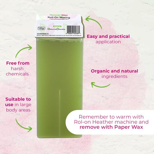 NATURAL-WAX NATURAL DEPILATORY WAX Hair Removal Wax, Waxing Cartridge 100% Organic Olive Wax Roller - Does Not Leave Residues - Pack of 3