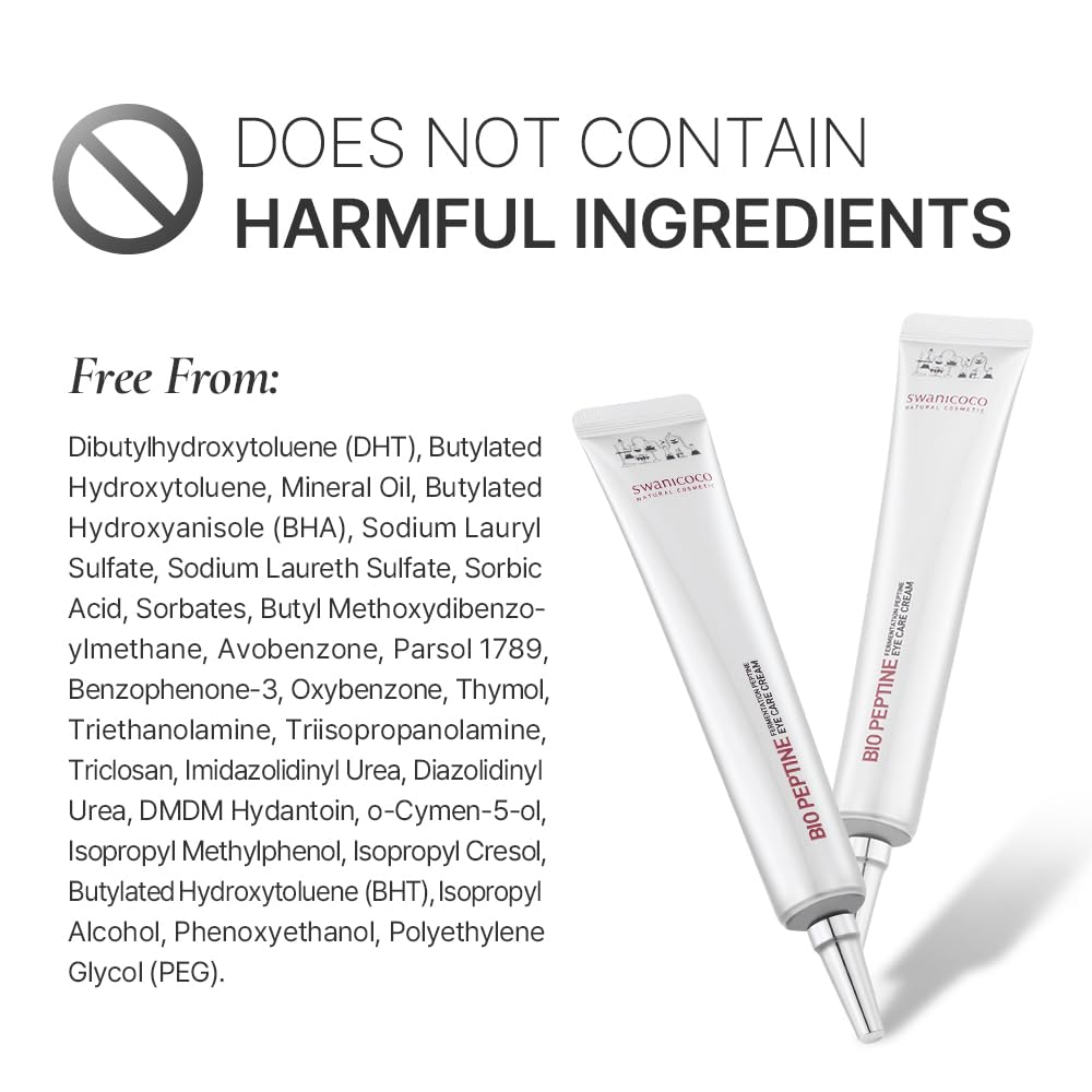 SWANICOCO Pregnancy Safe Fermentation Peptine Eye Care Cream Under Eye Cream with 8 Peptides and Niacinamide, Anti Aging Eye Cream for Wrinkles & Crows Feet Korean Skincare 20ml 0.68 Fl Oz