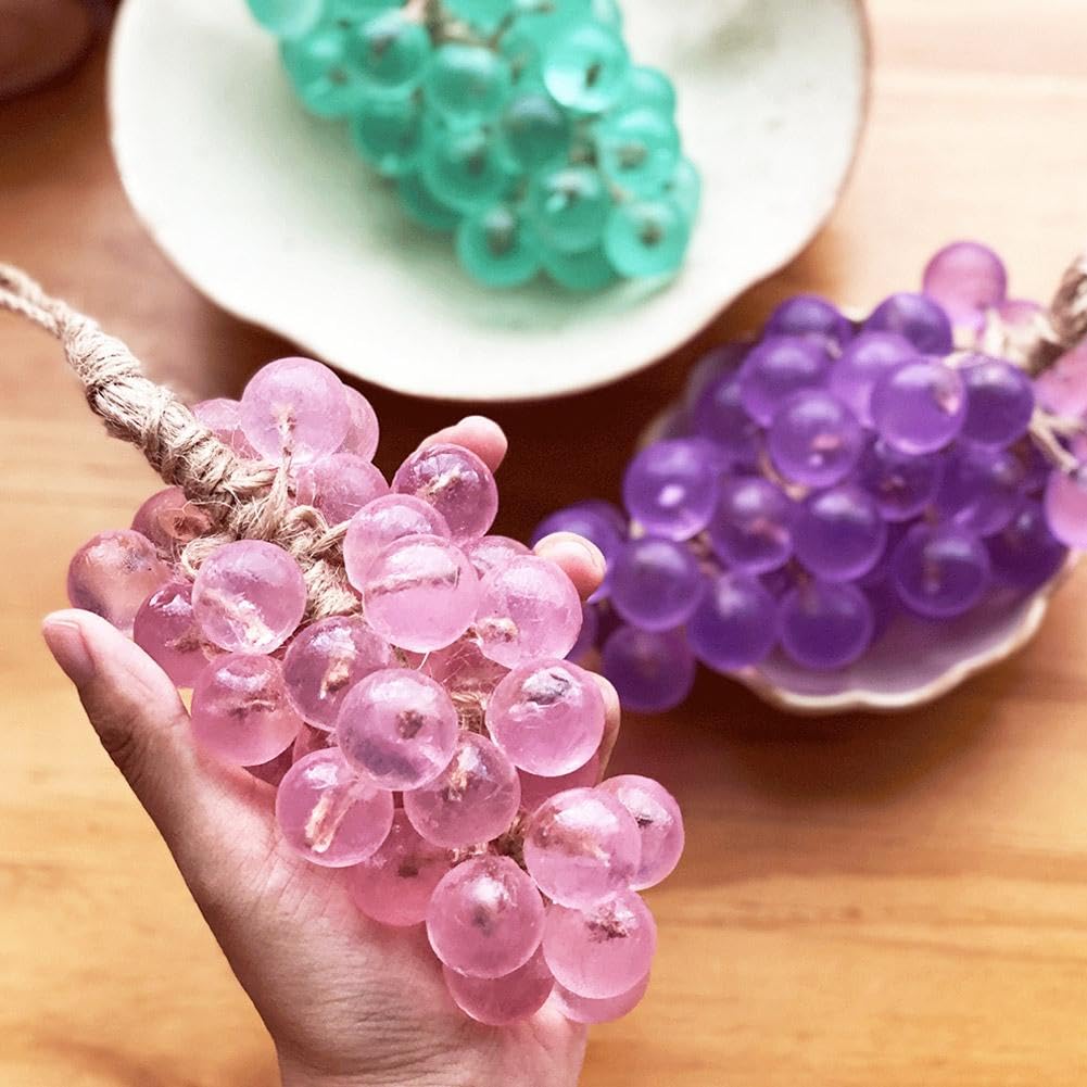 Grape Soap on a Rope, 2025 New Handmade Grapes-Shaped Soaps, Decorative Soap Bars, Face & Body Bath Grapes Bunch Soaps, Hanging for Kitchens or Bathrooms, Unique Gift for Women Men