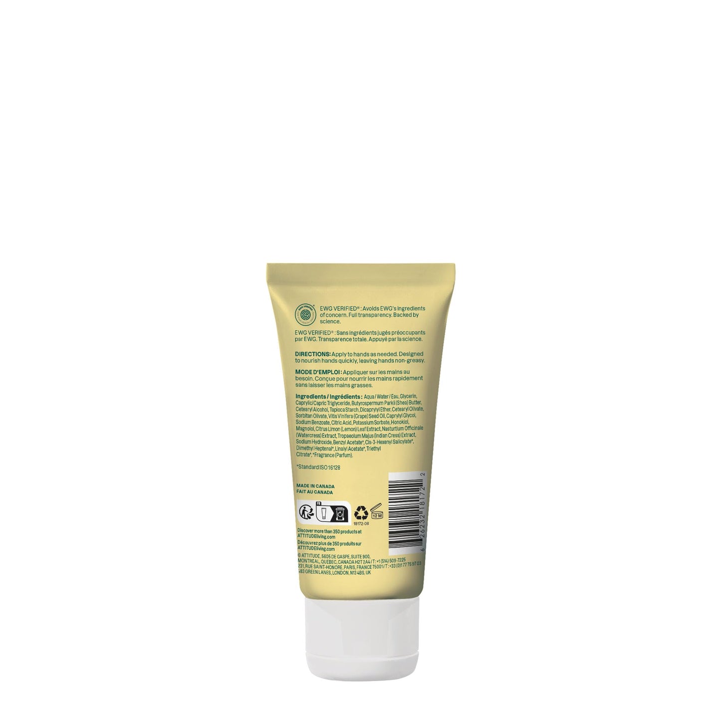 ATTITUDE Hand Cream, EWG Verified, Plant and Mineral-Based, Vegan Personal Care Products, Earl Grey & Fresh Cucumber Scent, 2.5 Fl Oz