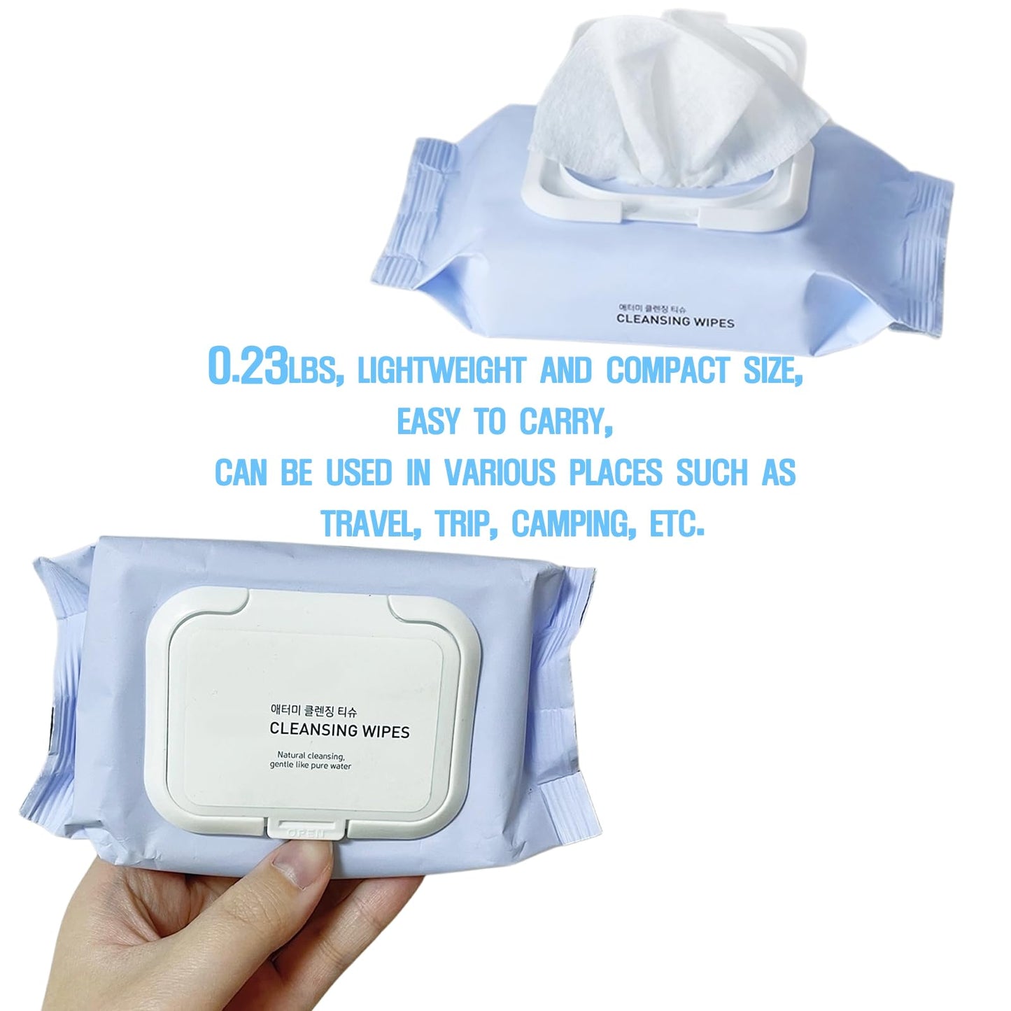 Makeup Cleansing Wipes, Travel Size Facial Wipes for Makeup Removal, Portable & Convenient, 20 Count