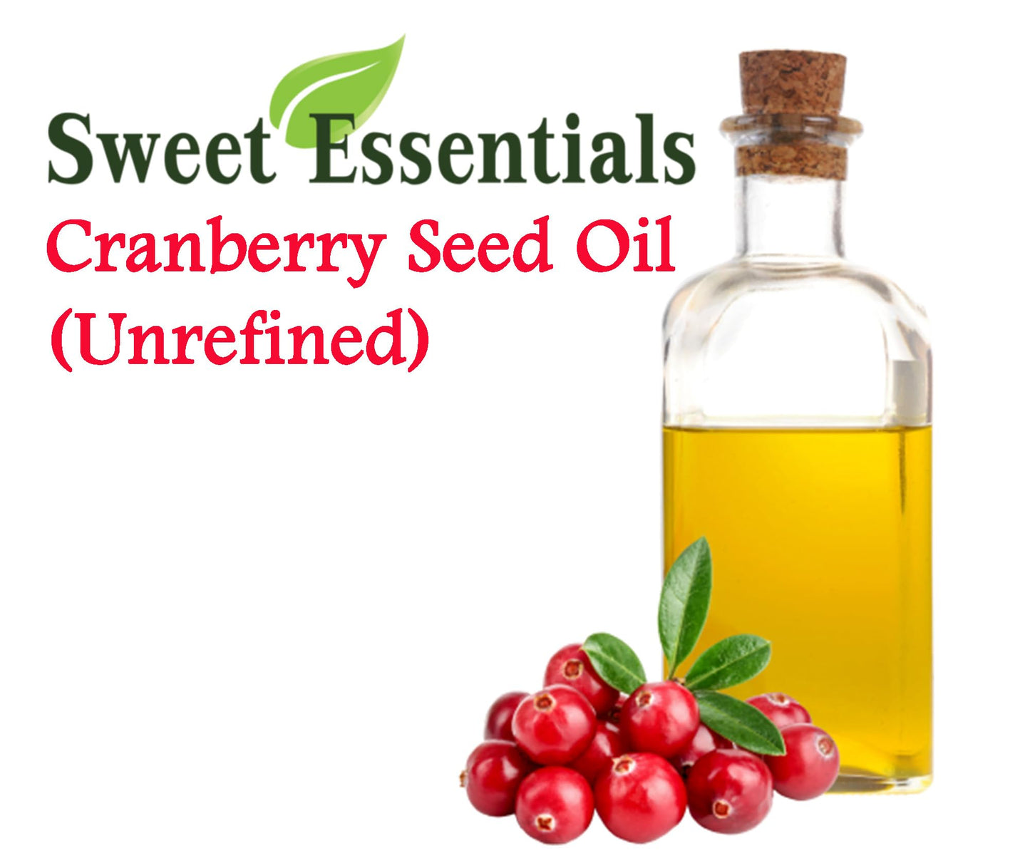 Sweet Essentials Organic Virgin Cranberry Seed Oil | Imported From Canada | Various Sizes | 100% Pure| Unrefined | Cold-Pressed | Natural Moisturizer for Skin, Hair & Face (4 fl oz Glass)