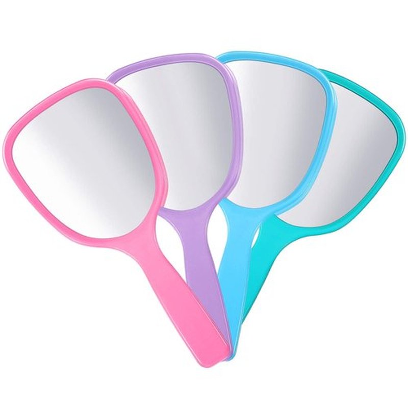 Jetec Small Handheld Hand Mirror Compact Travel Makeup Mirror Handheld Cosmetic Personal Mirror Portable Vanity Mirror 3.15 * 7.09inch(Blue, Green, Pink, Purple,8 Pcs)