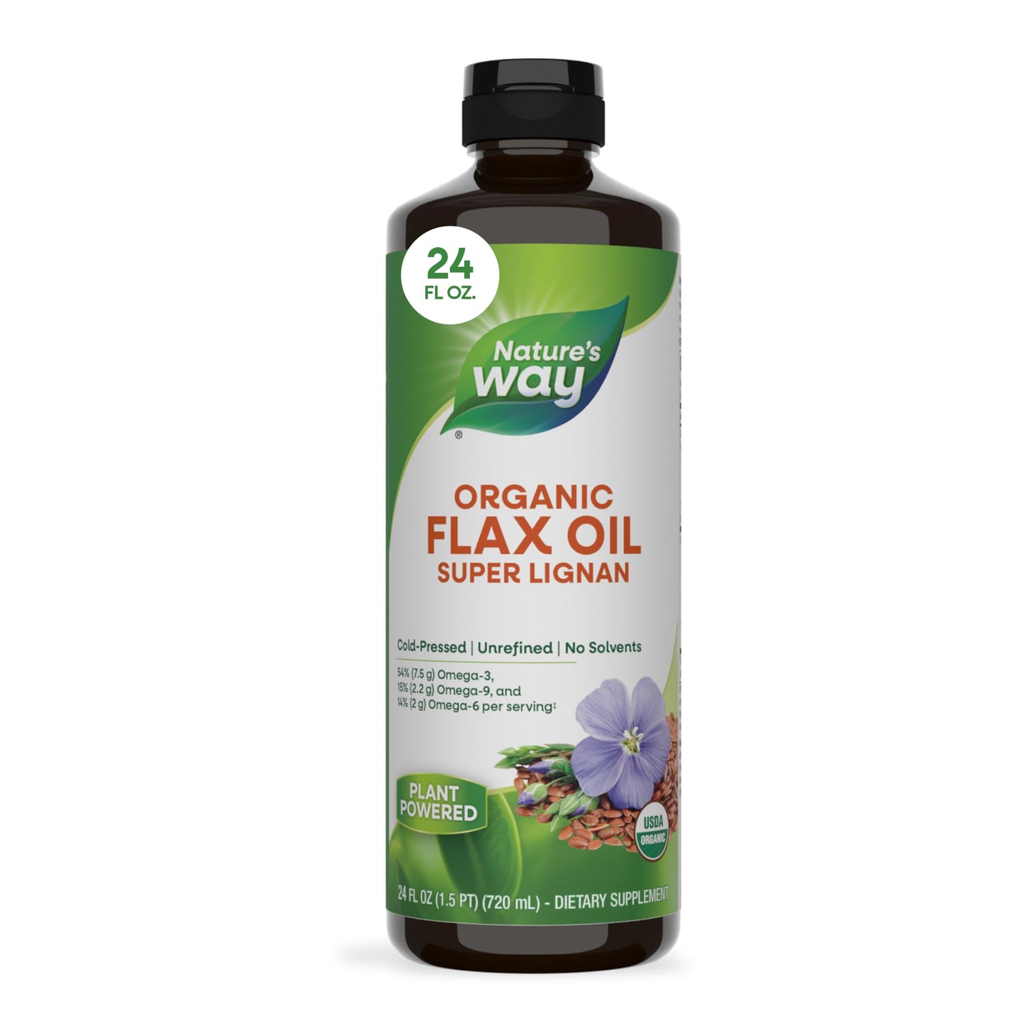 Nature's Way Organic Flax Oil Super Lignan, Flaxseed Oil, 24 Fl Oz
