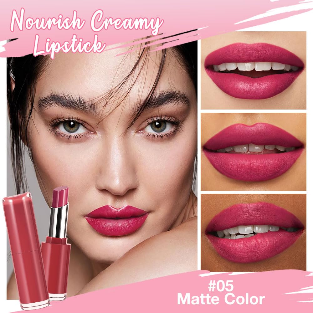 HHLTOH 2Pcs Honey Lipstick Tinted Lip Balm Set - Matte Tint Cream Lipsticks for All Skin Tones,Hydrating Lip Stain,Can be Buildable Nourishing Moisturizing Suitable for Women to Every Day Makeup 01&05