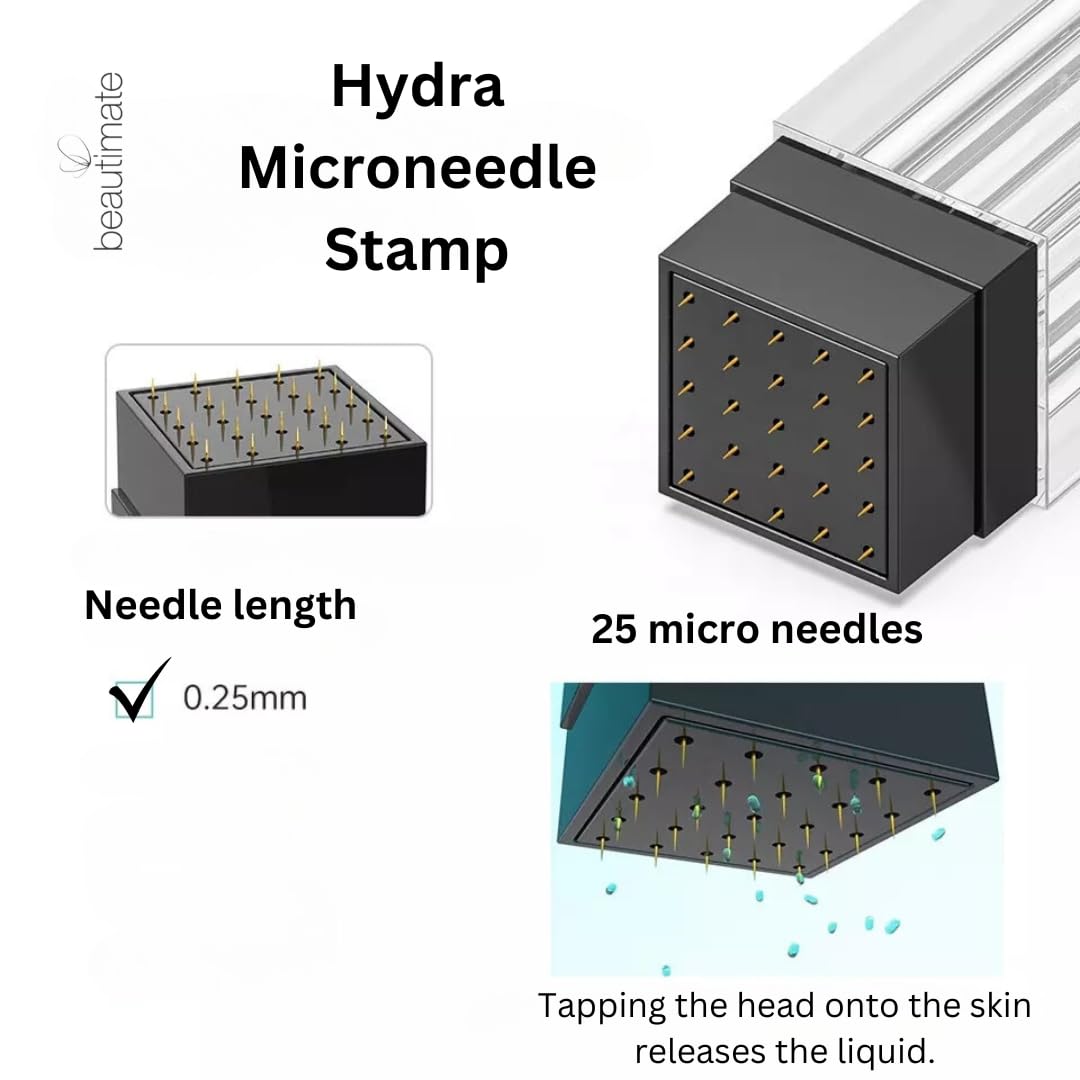 beautimate Hydra Stamp - Derma Stamp and Serum Infusion Tool - Skincare Tool for Home Use - For Face, Hair, and Beard - 0.25mm