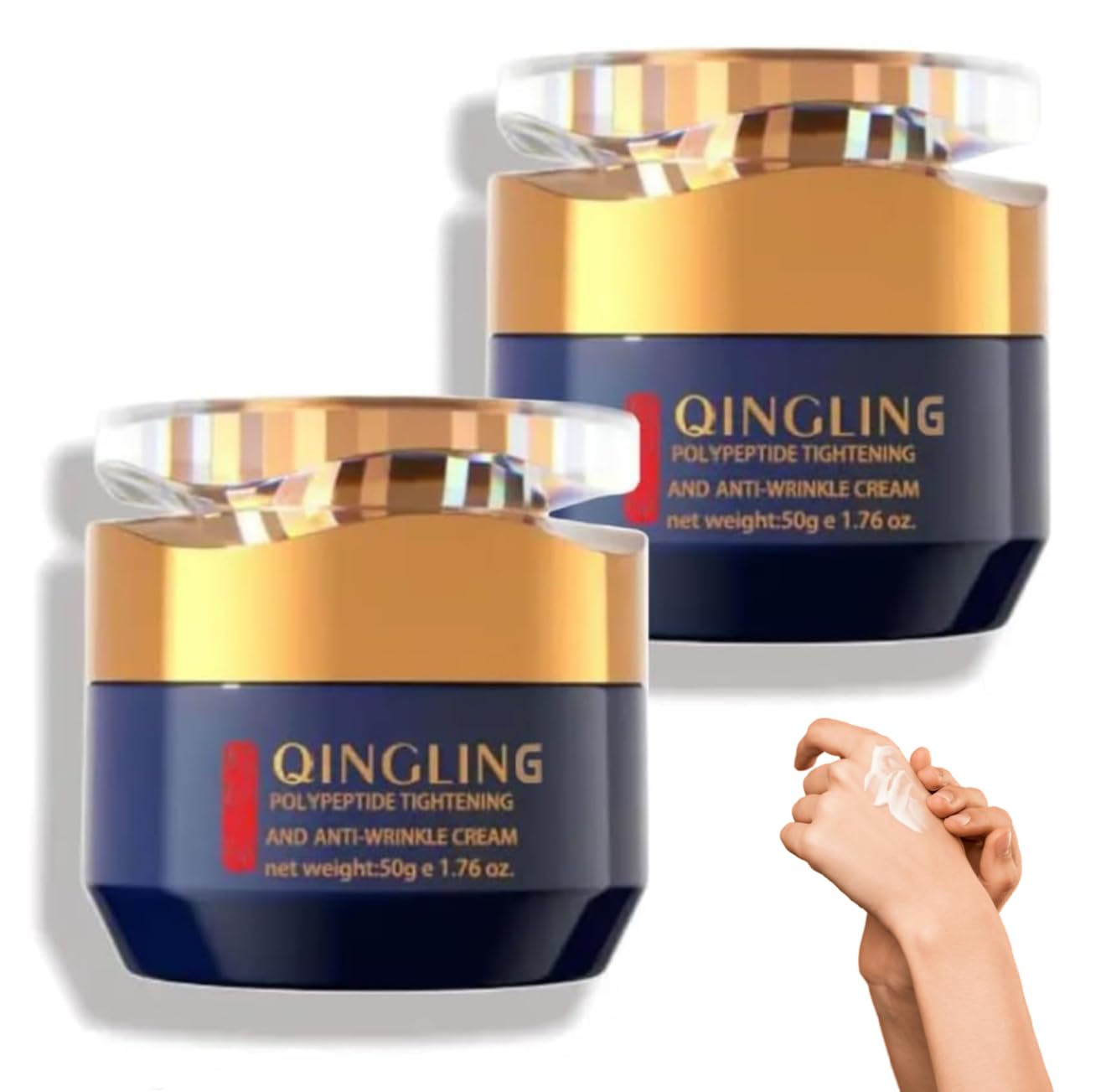 3 Diamonds Qingling Face Cream with Polypeptide, Hydrating Moisturizing Cream for Smooth Looking Skin, Daily Face & Neck Care, 1.76 oz (Pack of 2)