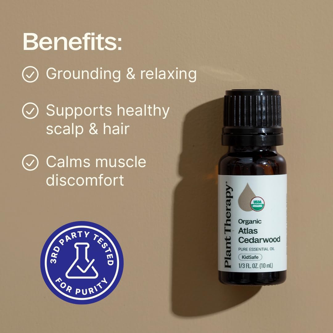 Plant Therapy Atlas Cedarwood Essential Oil 10 mL USDA Certified Organic