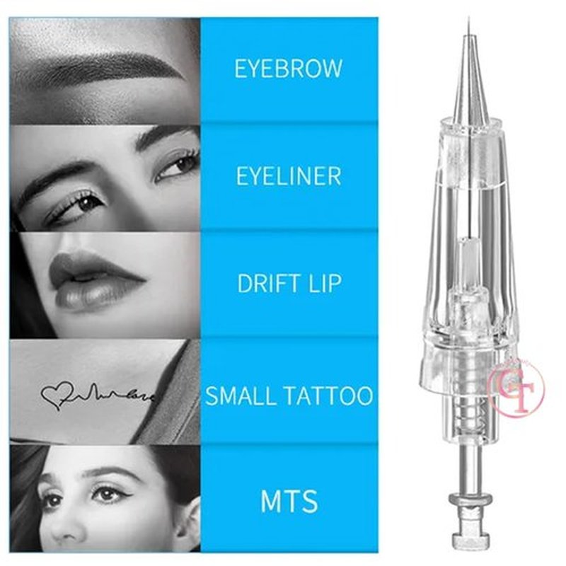 50pcs Permanent Makeup Tattoo Needle Cartridges Disposable T Shape Tattoo Needle for Digital Eyebrow/Lips/Eyeliner Tattoo Machine (0.18mm 1P)