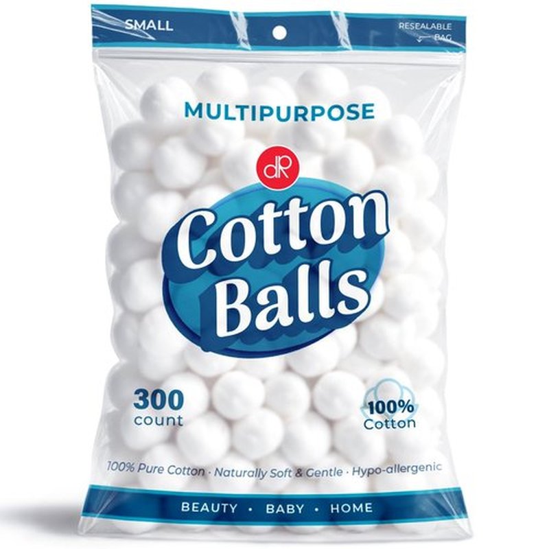 DecorRack 300 ct Small Cotton Balls, 100% Pure Natural Cotton, for Make-Up, Nail Polish Removal, Pet Care, Soft and Absorbent (Pack of 300)