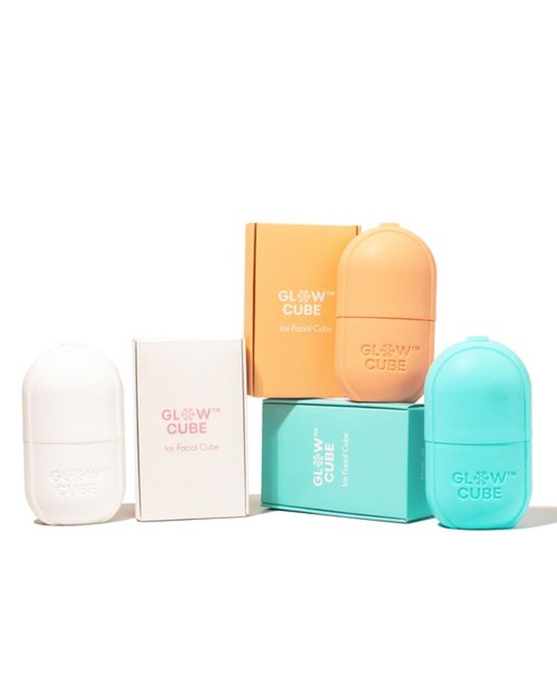 Glow Cube Ice Roller For Face Eyes and Neck To Brighten Skin & Enhance Your Natural Glow/Reusable Facial Tool to Tighten & Tone Skin & De-Puff The Eye Area (Pastel Orange)