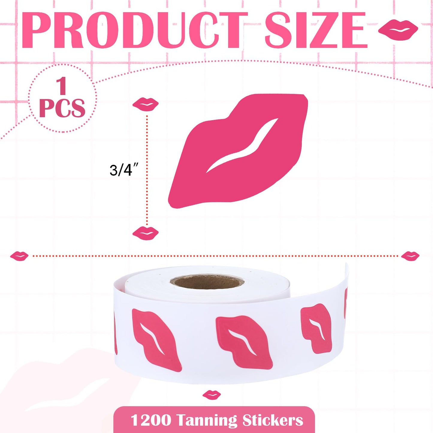 Crtiin Roll of 500 Pieces Tanning Stickers for Body Sunbathing Tanning Bed Stickers Perforated Self Adhesive Body Decals for Suntan Outdoor Indoor Salon Supplies (Lip Pattern)