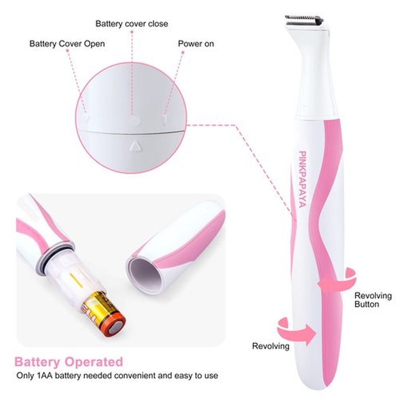 Pinkpapaya Electric Bikini Trimmer for Women,4 in 1 Electric Shaver for Women, Pubic Hair Trimmer and Facial Hair Remover Removal,Face Razors & Nose Hair Trimmer,Women's Grooming Kit,Peach/qby7