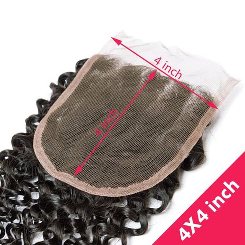 Curly Bundles with Closure Kinky Curly Bundles With Closure 12A Virgin Hair Kinky Curly Bundles With 4X4 Lace Closure Natural Color and Soft（8 8 8 8+8 inch）