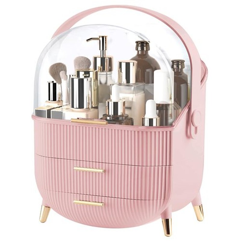 Make up Organizers and Storage, Makeup Organizer for Vanity, Cosmetics Skincare Organizers with Lid and Drawers, Cosmetic Display Cases for Countertop, Bathroom, Ideal Gifts for Women(Pink)