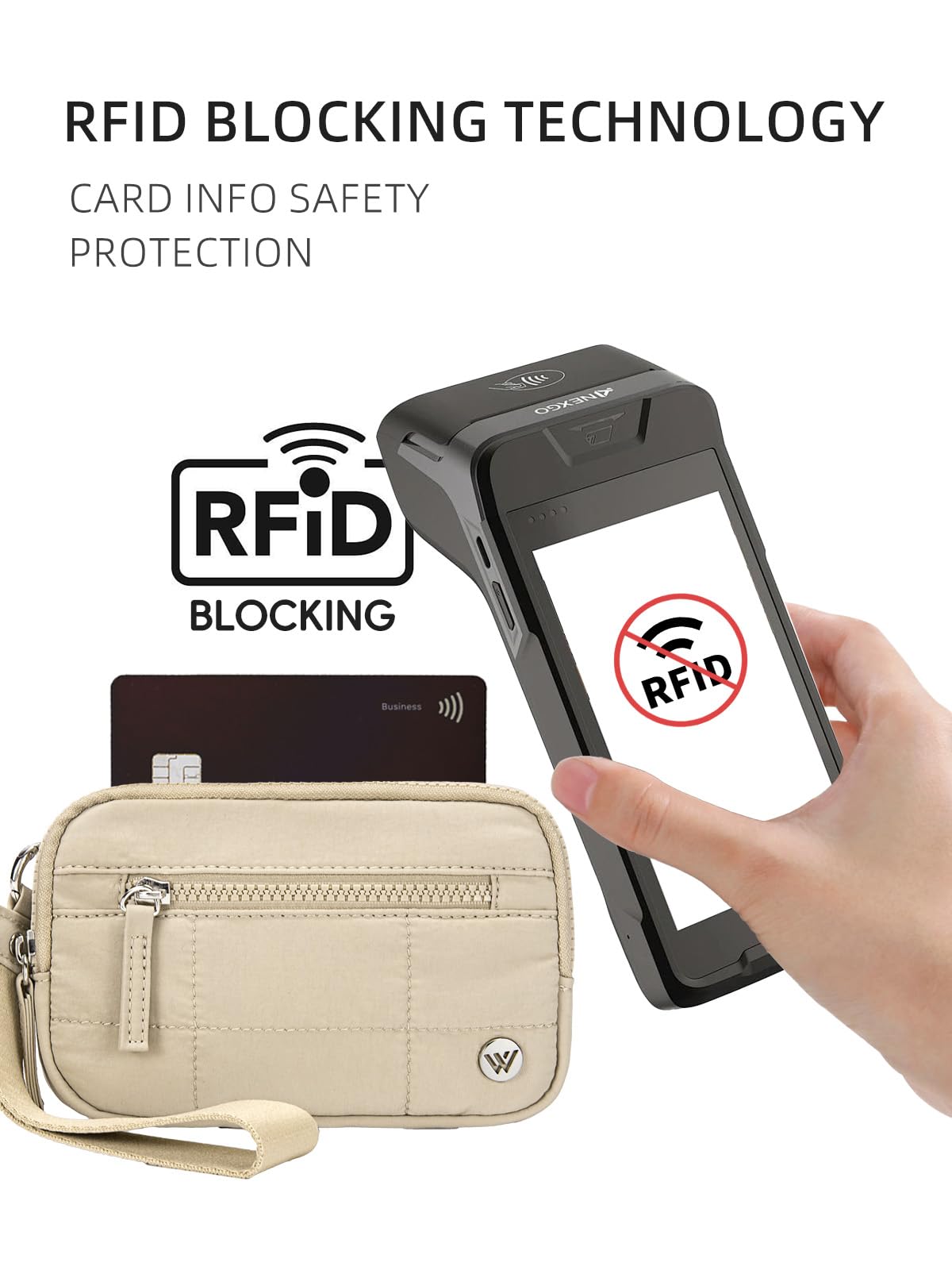 WESTBRONCO Wristlet Wallets for Women – RFID Blocking Quilted Nylon Phone Wallet Clutch, Zip Around Card Holder Purse for Travel & Everyday Use