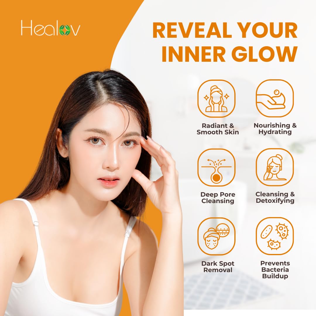 Healov Kojic Acid Soap for Hyperpigmentation – Skin Brightening Kojic Papaya Body Wash – Dark Spot Soap Reduces Acne, Scars, and Evens Tone – Turmeric Body Wash for Brighter Glowing Tone