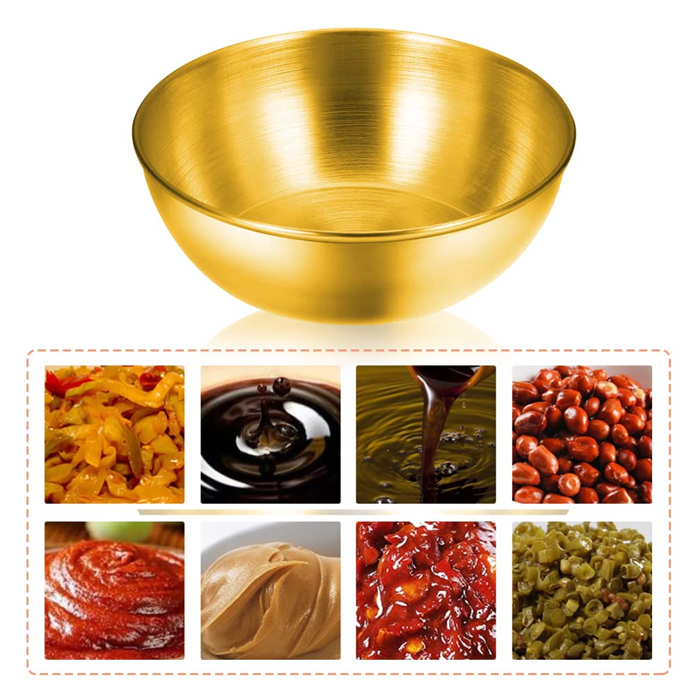 Amytalk 8 Pack 3.5inch Stainless Steel Sauce Dishes Mini Individual Saucers Bowl Round Seasoning Dishes Sushi Dipping Bowl Appetizer Plates, Golden