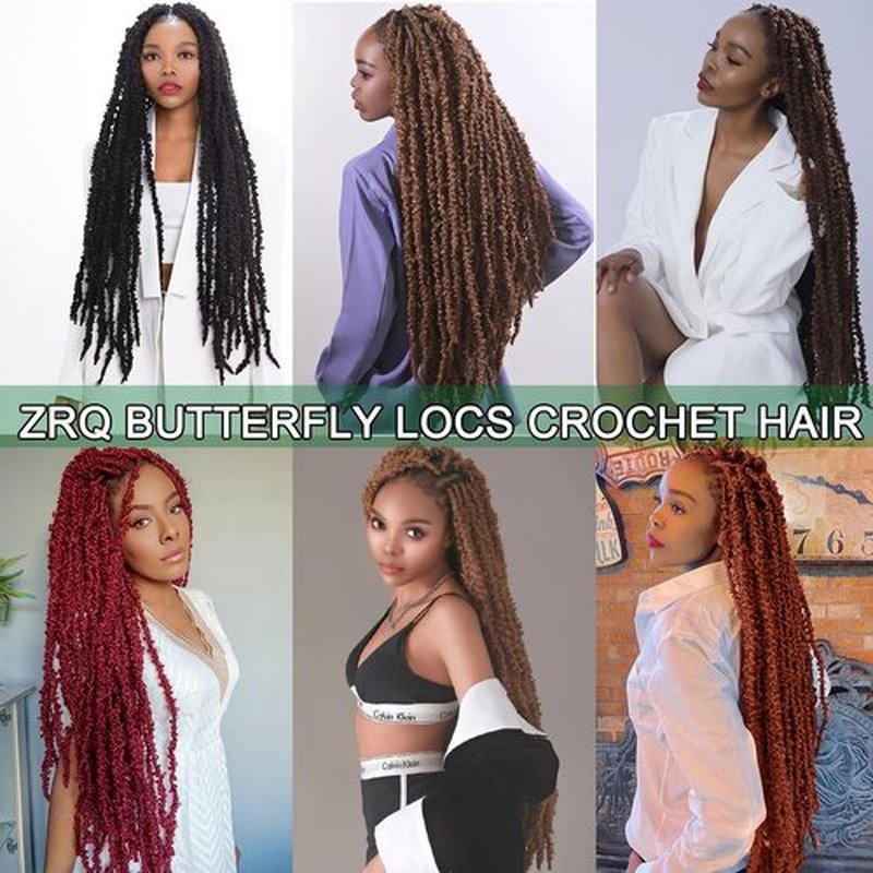 ZRQ 30 Inch Butterfly Locs Crochet Hair 2 Packs Blonde Distressed Faux Locs Crochet Braids, Pre looped Handmade Goddess Soft Locs 27 Crochet Locs Braids for Women(2Packs,27#)