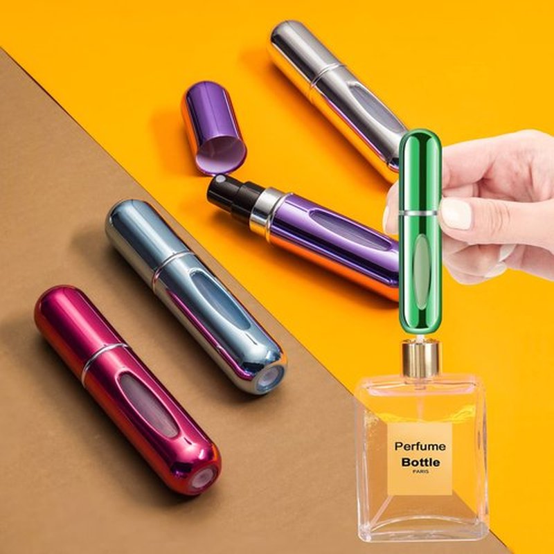 Yamadura Portable Mini Refillable Perfume, 5ml Atomizer Perfume Bottle, Refillable Perfume Atomizer Perfume Spray, Scent Pump Case for Traveling and Outgoing (4 Pack)
