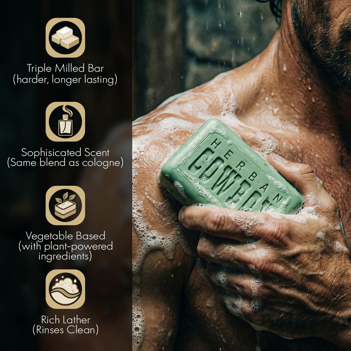 Herban Cowboy Forest Body Soap with Hints of Cedar, Mandarin, and Black Pepper (5 oz, Pack of 6)