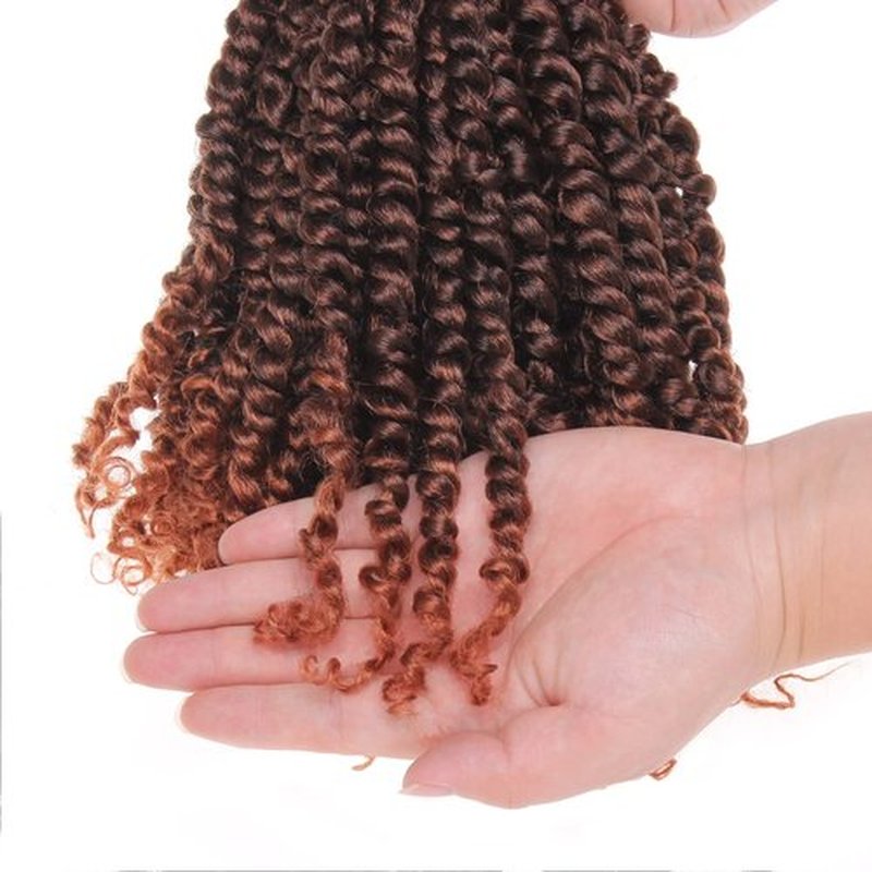 ZRQ Short 8 Packs Pre-twisted Bob Passion Twist Crochet Hair with Curly Ends 8 Inch Pre looped Ombre Copper Red Passion Twists Hair 12 Roots/Pack Synthetic Crochet Braids Hair for Women T350#