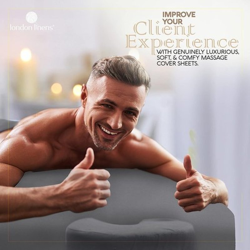 LONDON LINENS Soft Microfiber Massage Table Sheets Set 3 Piece Set - Includes Massage Table Cover, Massage Fitted Sheet, and Massage Face Rest Cover (Grey) Pack of 2