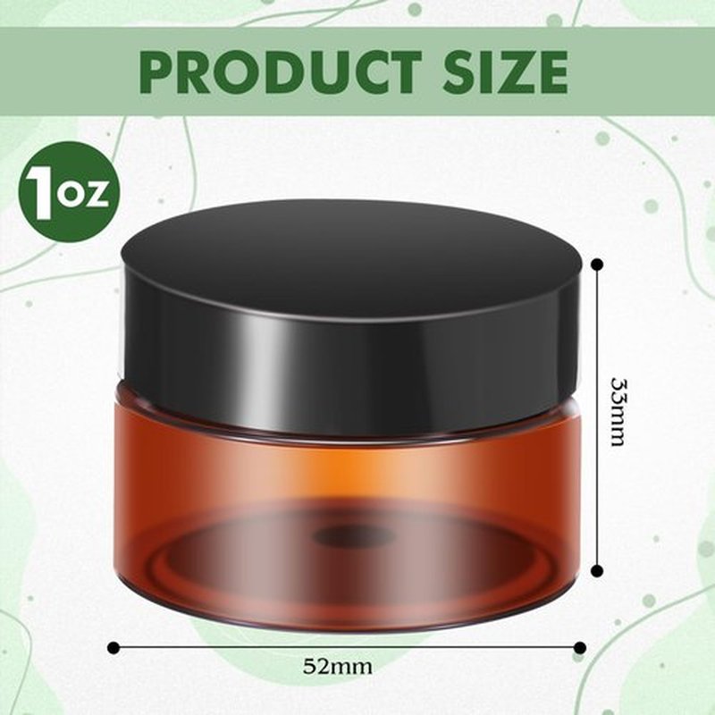 6 Pack Clear Container with Lids Small Plastic Pot Jars Wide Mouth Round Leak Proof Plastic Container Jars with Lid for Travel Storage, Eye Shadow, Nails, Paint, Jewelry (Amber,1 oz)