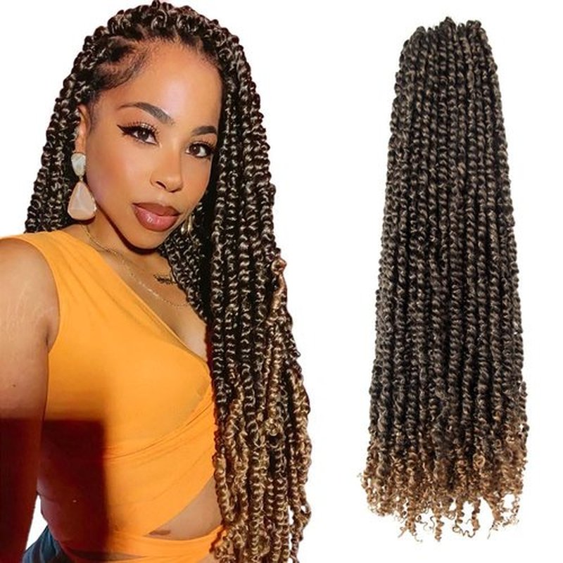 WUDAS Long Passion Twist Hair 22 Inch Pre-twisted Passion Twists Crochet Hair Ombre Honey Blonde Pre-looped Synthetic Crochet Braids (7 Packs,T27)