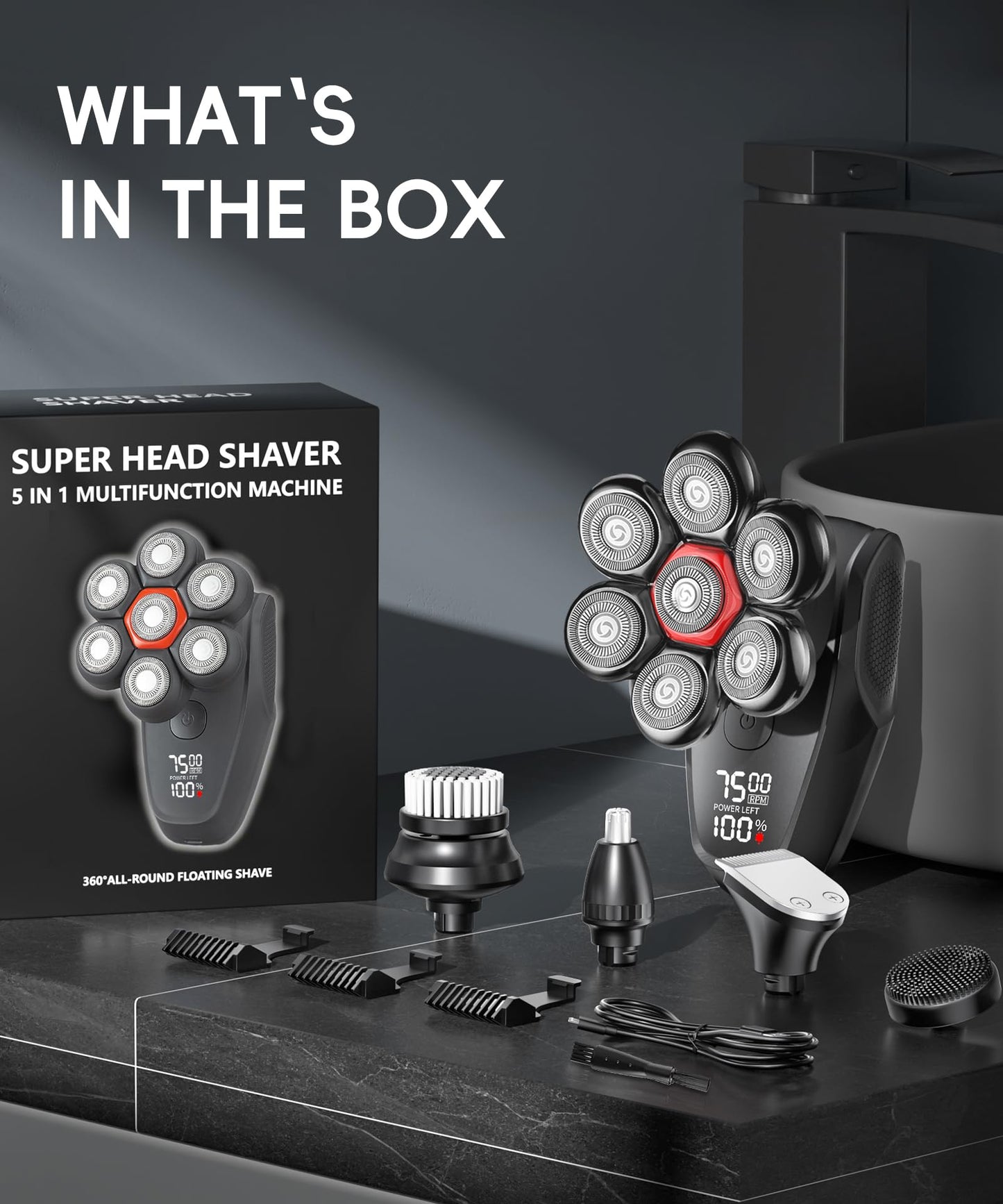 MALEGEBAZ Head shavers for Bald Men 5-in-1 Men's Grooming Kit