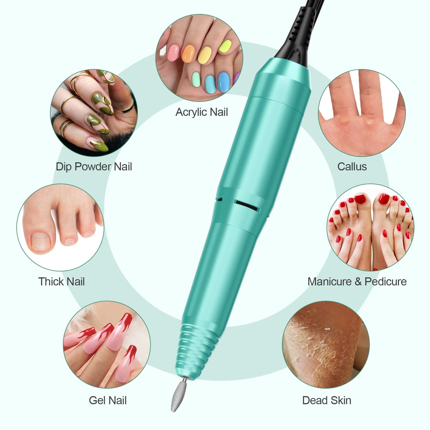 Nail Drill Handpiece Replacement for Professional Nail Drill Machine, 20000 RPM Handpeice Replacement Parts for SUBAY, ALLE˙S, HOINVO and JIASHENG, Green