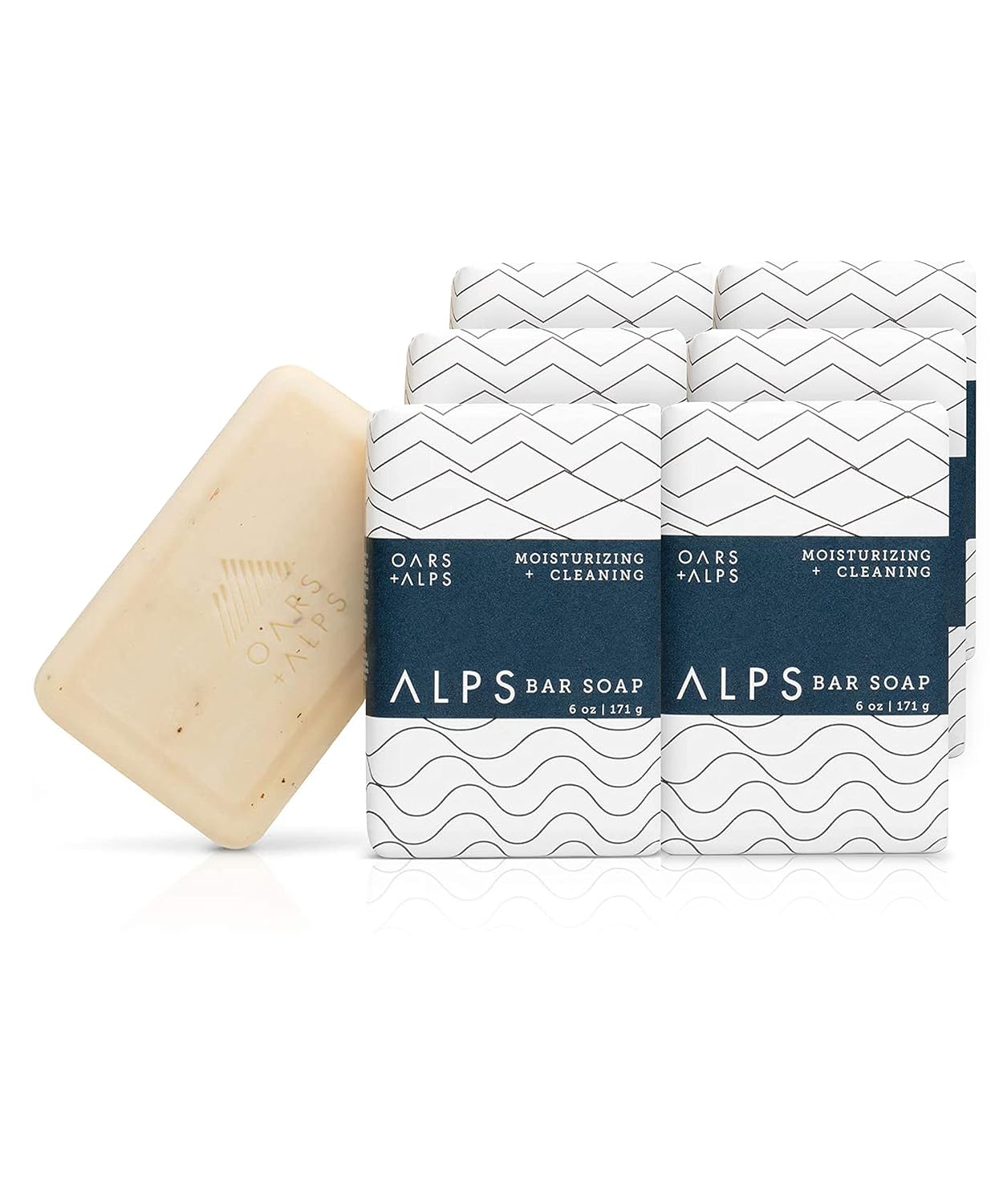 Oars + Alps Blue Charcoal Exfoliating Men's Bar Soap, Dermatologist Tested and Made with Clean Ingredients, Travel Size, 3 Pack, 6 Oz Each
