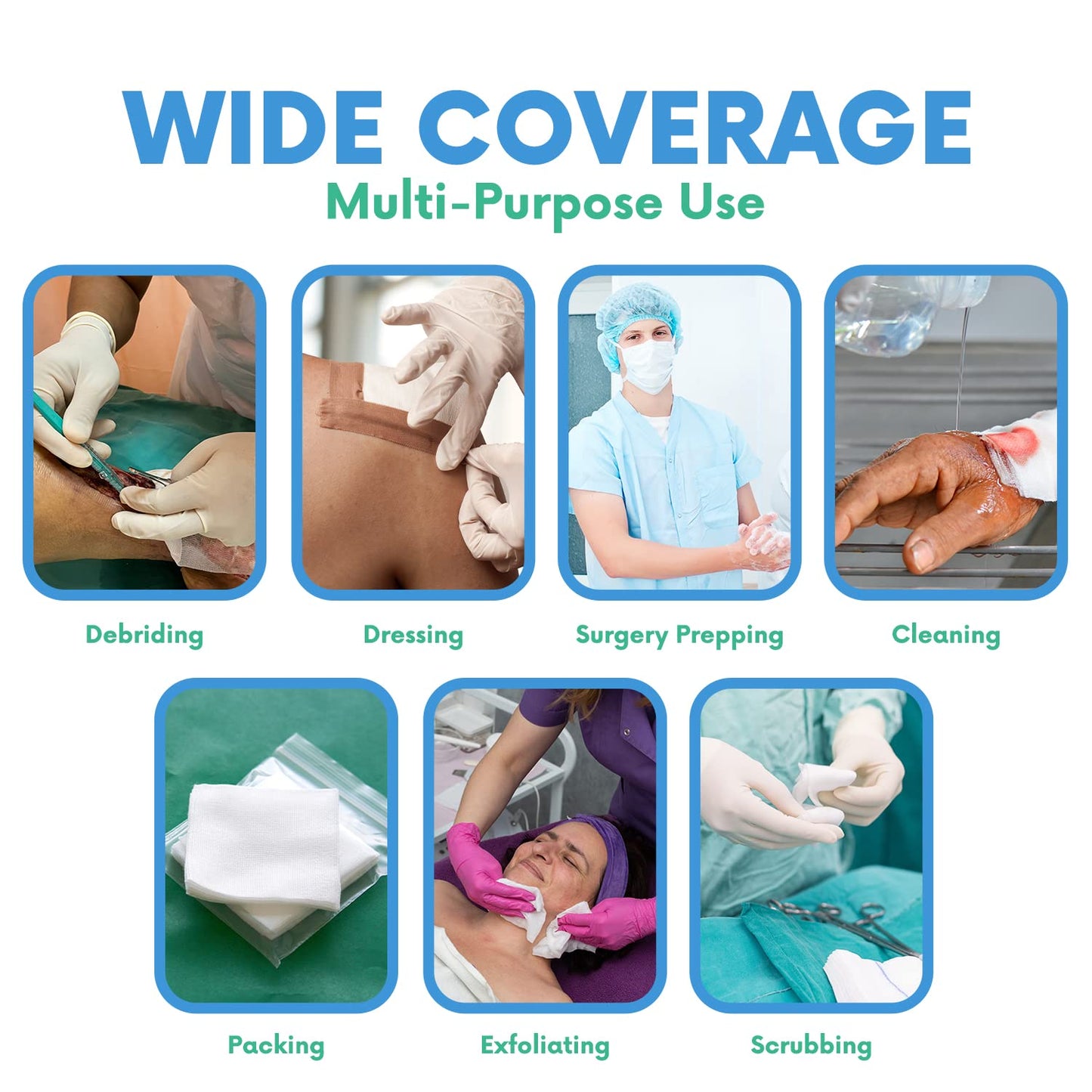 HEALQU Gauze Pads 2"x2" - 200-Pack, 4-Ply Non-Woven Sponges Non-Sterile, All-Purpose Dental and Surgical Sponges Including First Aid Kits and Medical Facilities