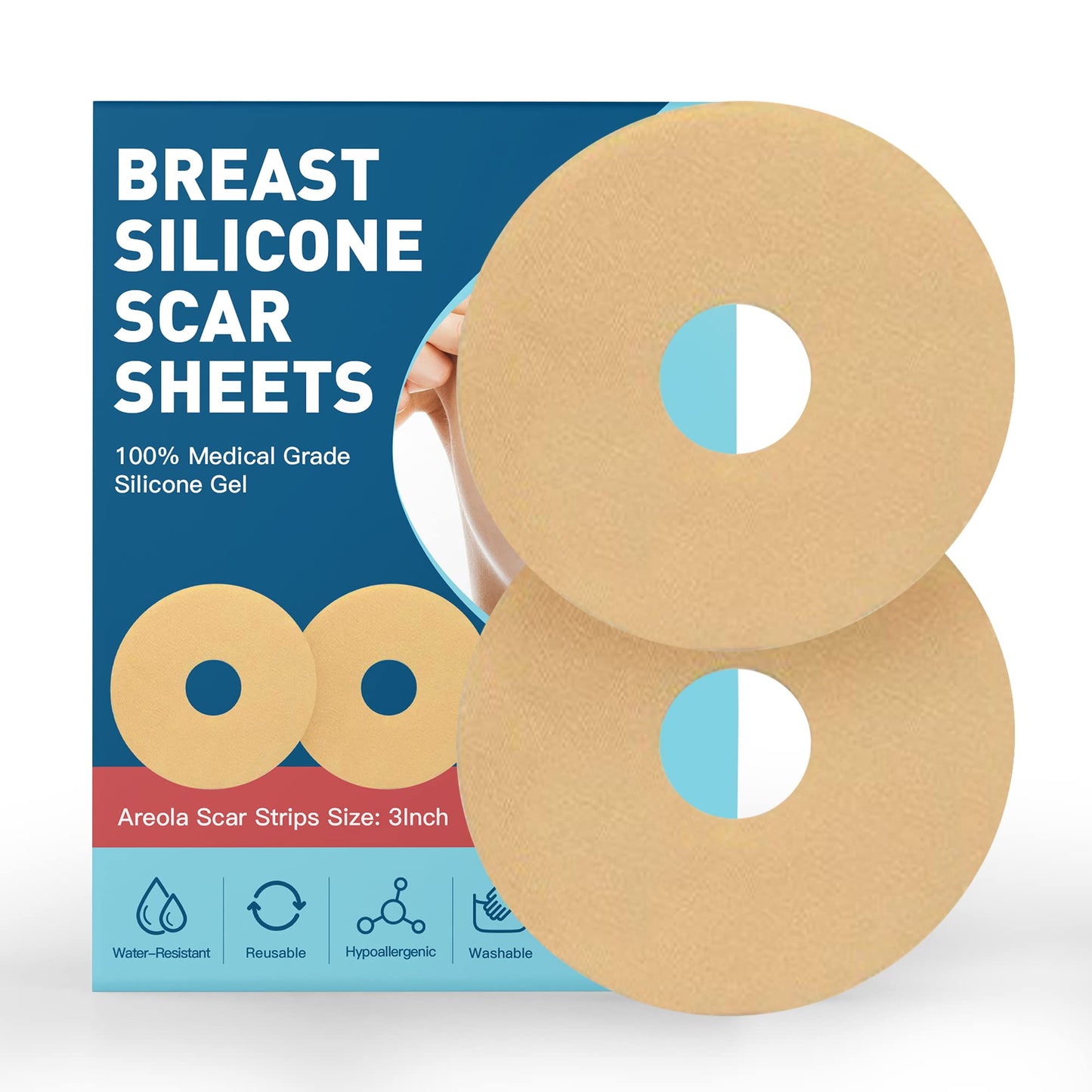 Breast Silicone Scar Sheets, Silicone Scar Removal Sheets for Breast 6 Pack