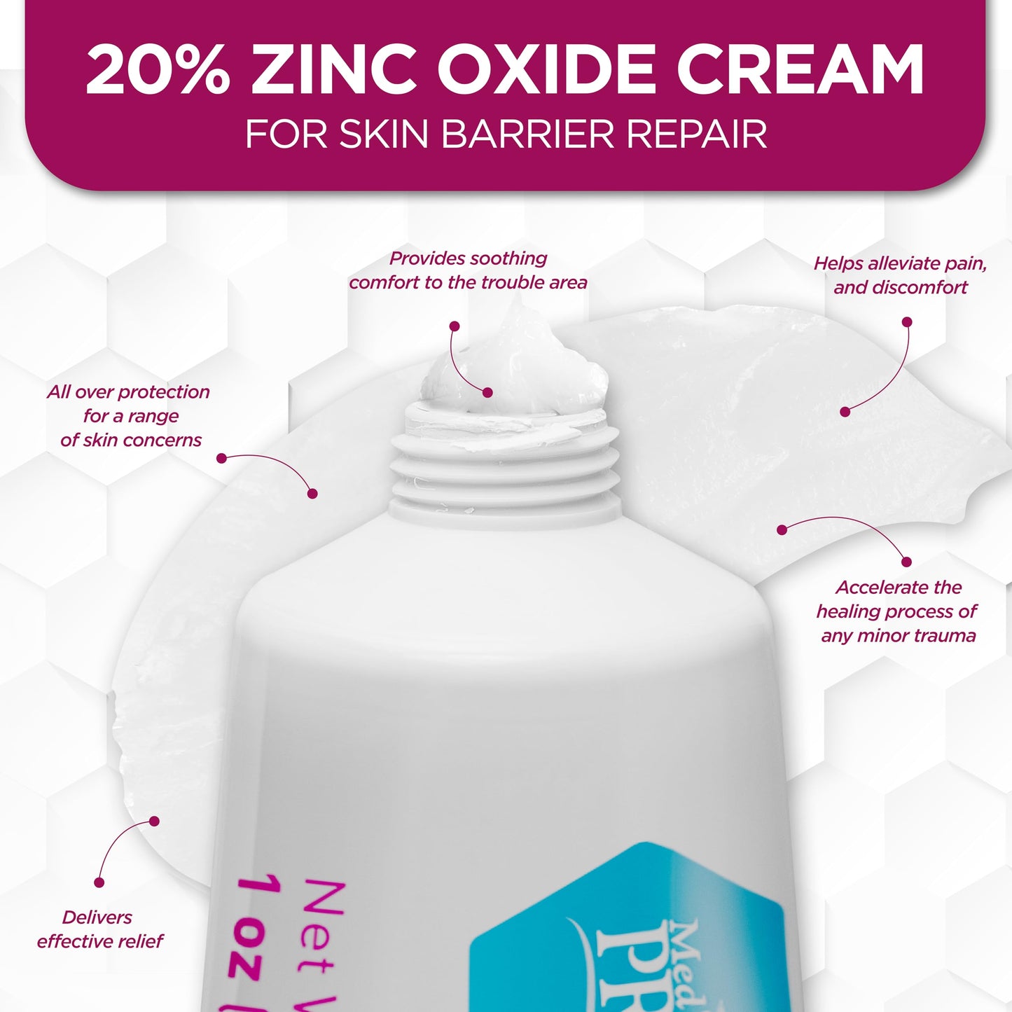 MED PRIDE High-Potency 20% Zinc Oxide Ointment 1oz - Diaper Rash Skin Protectant Zinc Cream- Wound Healing Zinc Oxide Paste for Kids & Adults- Barrier Repair Remedy for Chaffing, Rash, Cuts, Scrapes