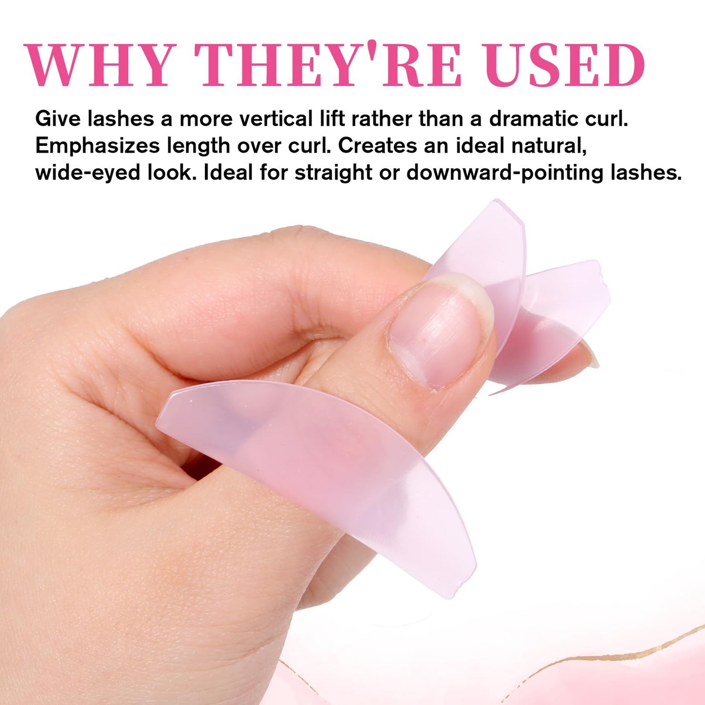 8Pcs Lash Lift Shields Flat, 1mm Thin Korean Lash Lift Pads for Eyelash Straightening and Lifting Super Sticky Glueless Reusable Silicone Lashes Rods for Eyelash Perm Lamination Salon Use(Rose)